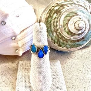 Australian Opals set in 14 Karat Gold on Sterling Silver Bands- set of 3